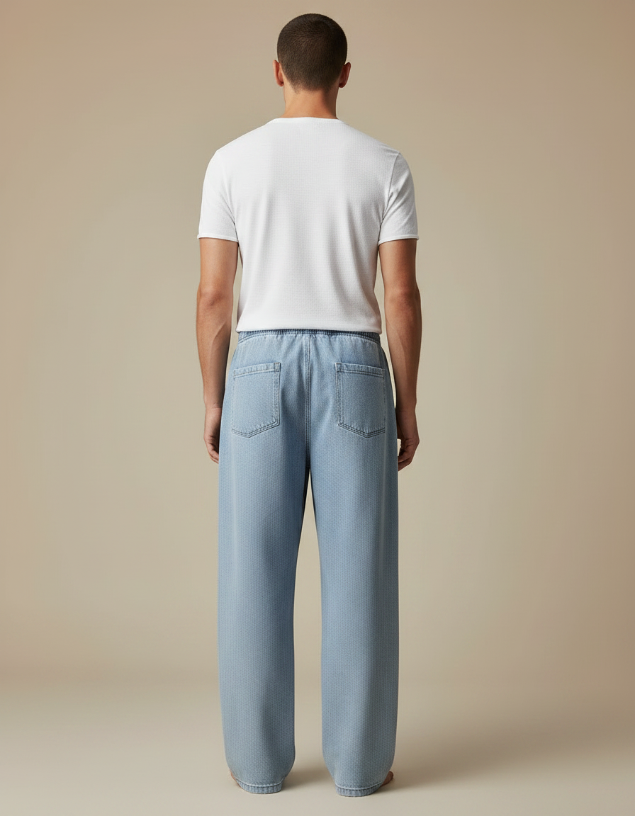 Pantalon Parachute Jean Ample Décontracté Homme Bleu - vue 2