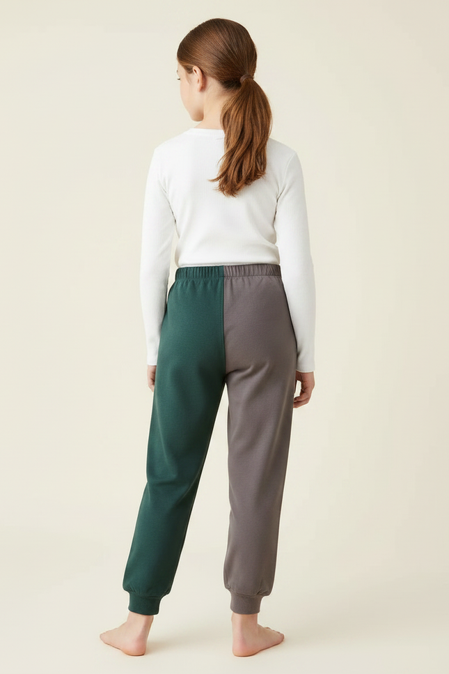 Pantalon Parachute Bicolore Molleton Ours Enfant Décontracté - Multicolore - vue 2