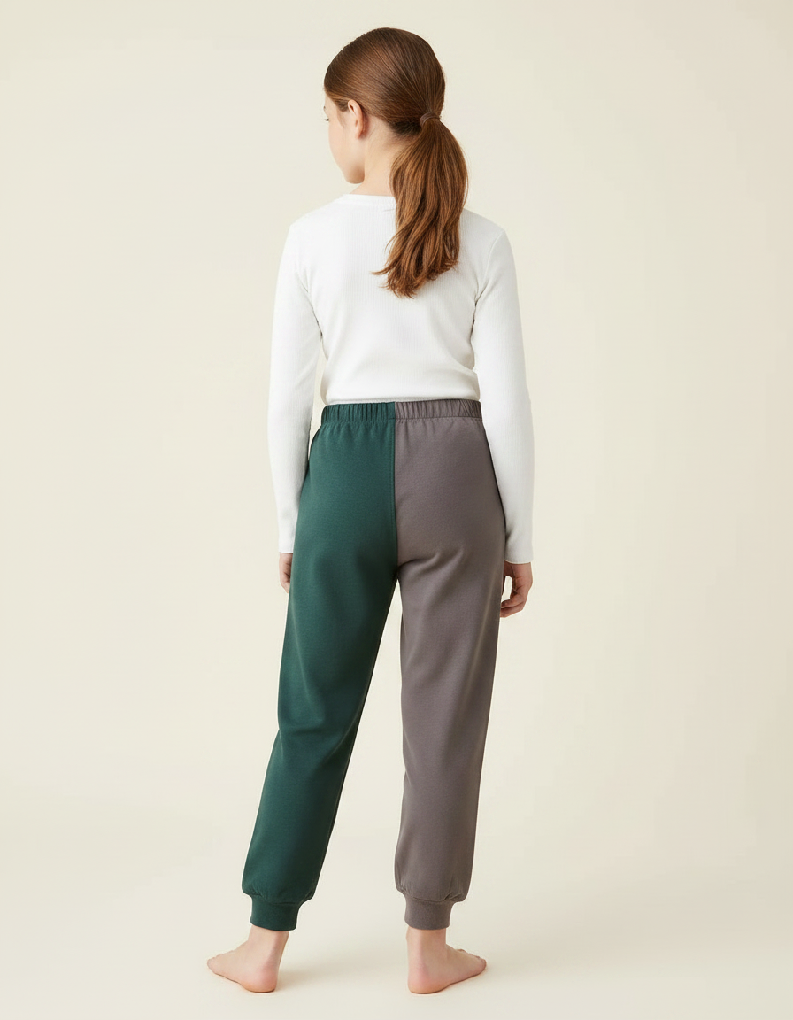 Pantalon Parachute Bicolore Molleton Ours Enfant Décontracté - Multicolore - vue 2