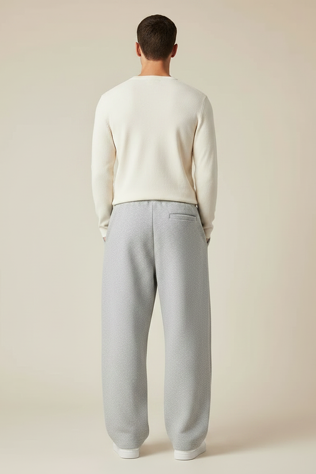 Pantalon Parachute Gris Ample Décontracté Molleton Homme - vue 2
