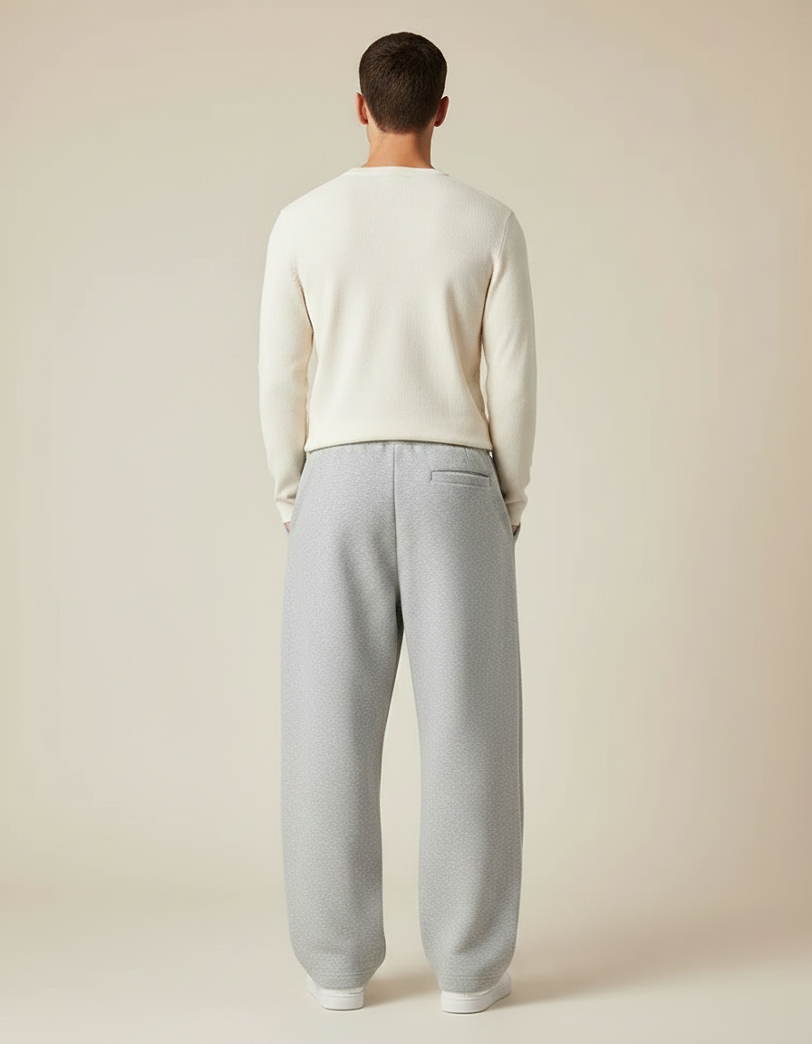 Pantalon Parachute Gris Ample Décontracté Molleton Homme - vue 2