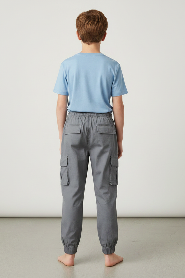 Pantalon Parachute Gris Cargo Ample Coton Garçon - Toile - vue 2
