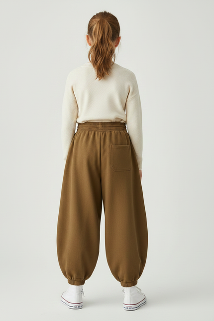 Pantalon Parachute Marron Ample Confortable Enfant Coton - Molleton - vue 2