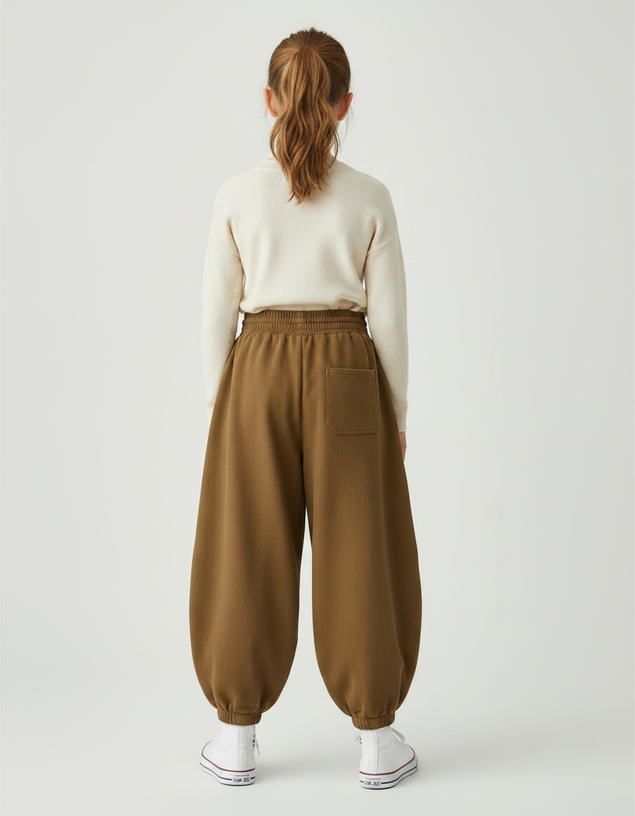 Pantalon Parachute Marron Ample Confortable Enfant Coton - Molleton - vue 2