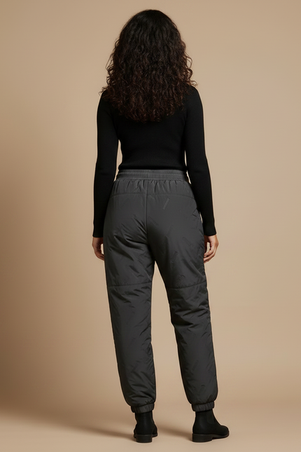 Pantalon Parachute Matelassé Noir Femme Hiver - Polyester - vue 2