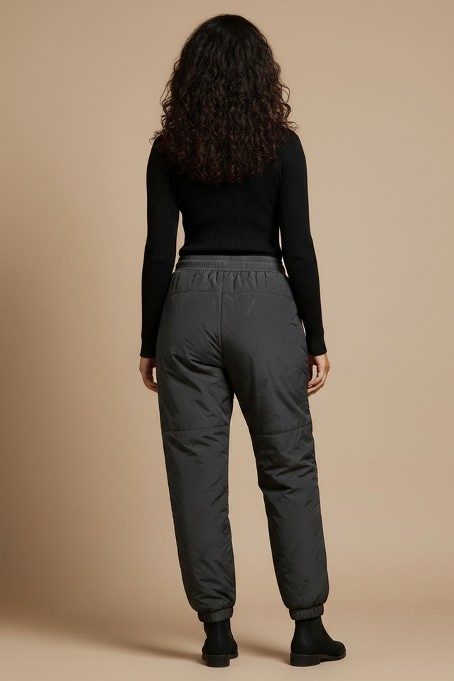 Pantalon Parachute Matelassé Noir Femme Hiver - Polyester - vue 2
