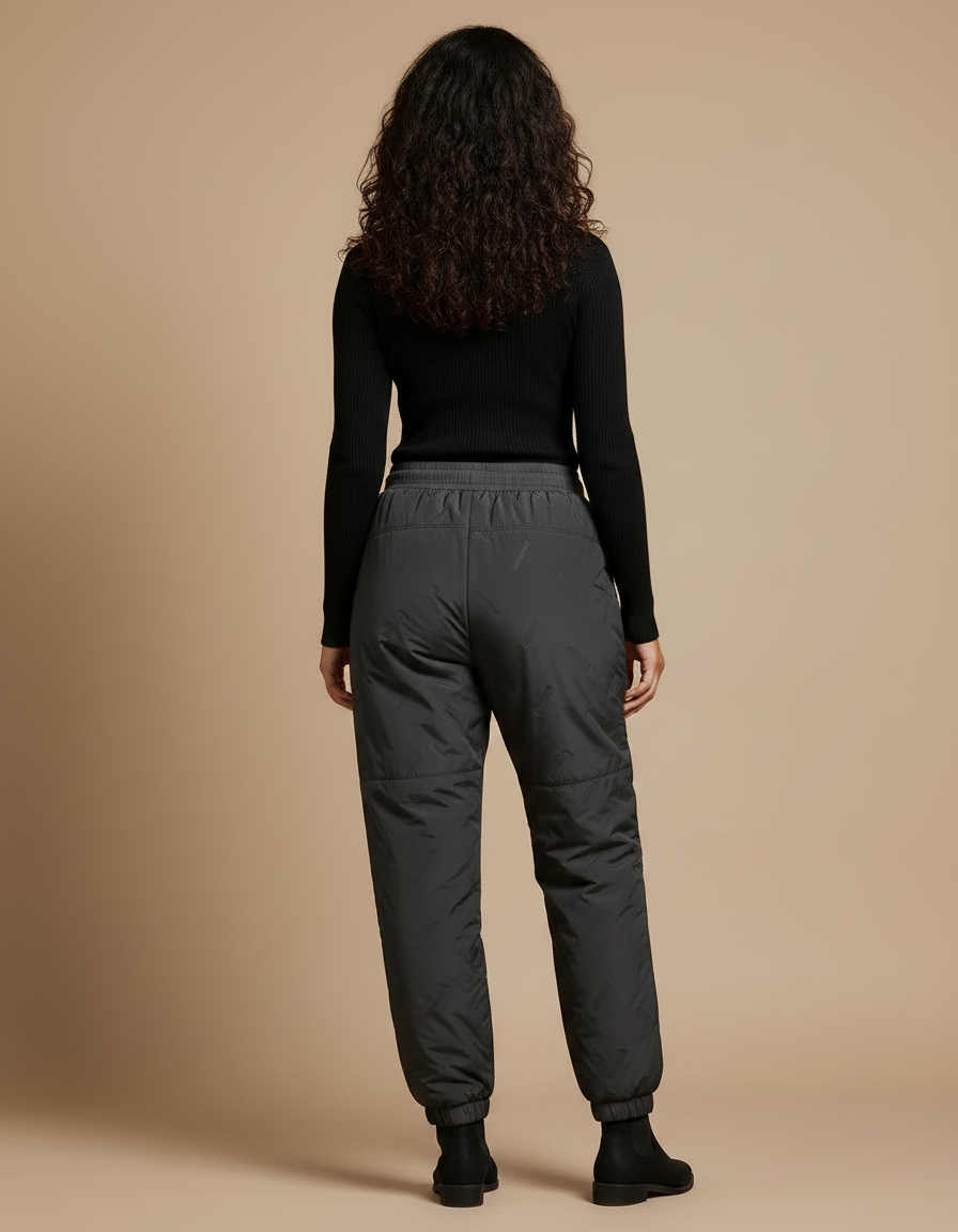 Pantalon Parachute Matelassé Noir Femme Hiver - Polyester - vue 2