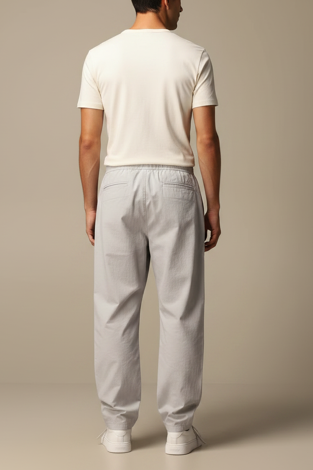 Pantalon Parachute Gris Ample Cordon Homme Streetwear - Polyester - vue 2
