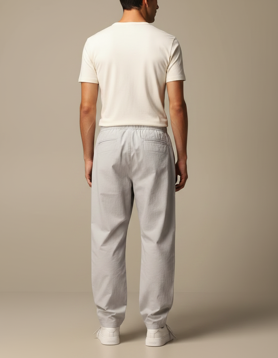 Pantalon Parachute Gris Ample Cordon Homme Streetwear - Polyester - vue 2