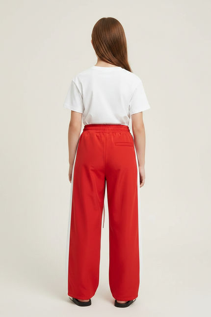 Pantalon Parachute Rouge Ample Fille Sportif Cordon - Polyester - vue 2