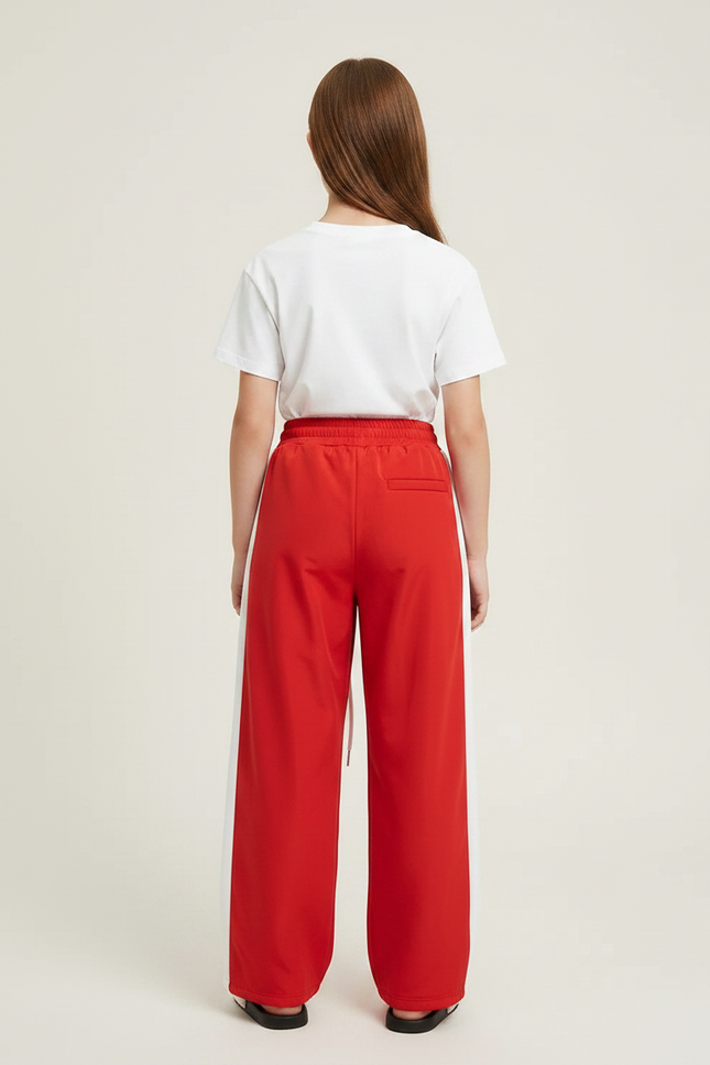 Pantalon Parachute Rouge Ample Fille Sportif Cordon - Polyester - vue 2