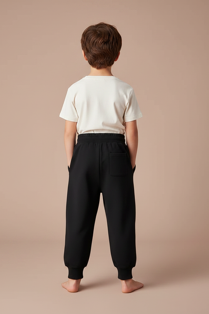 Pantalon Parachute Noir Ample Enfant Décontracté Coton - Molleton - vue 2