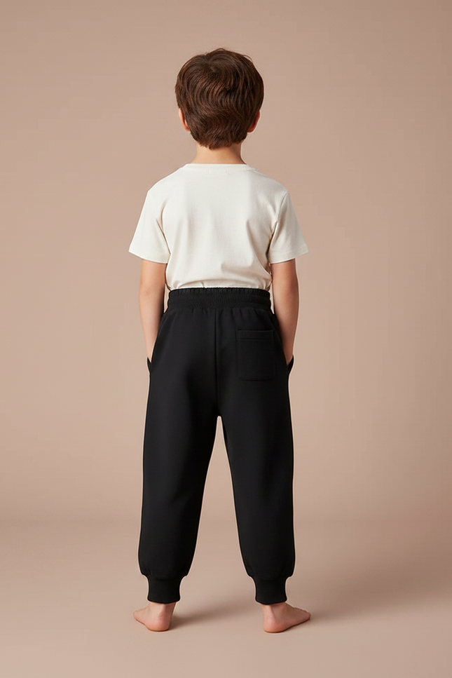 Pantalon Parachute Noir Ample Enfant Décontracté Coton - Molleton - vue 2