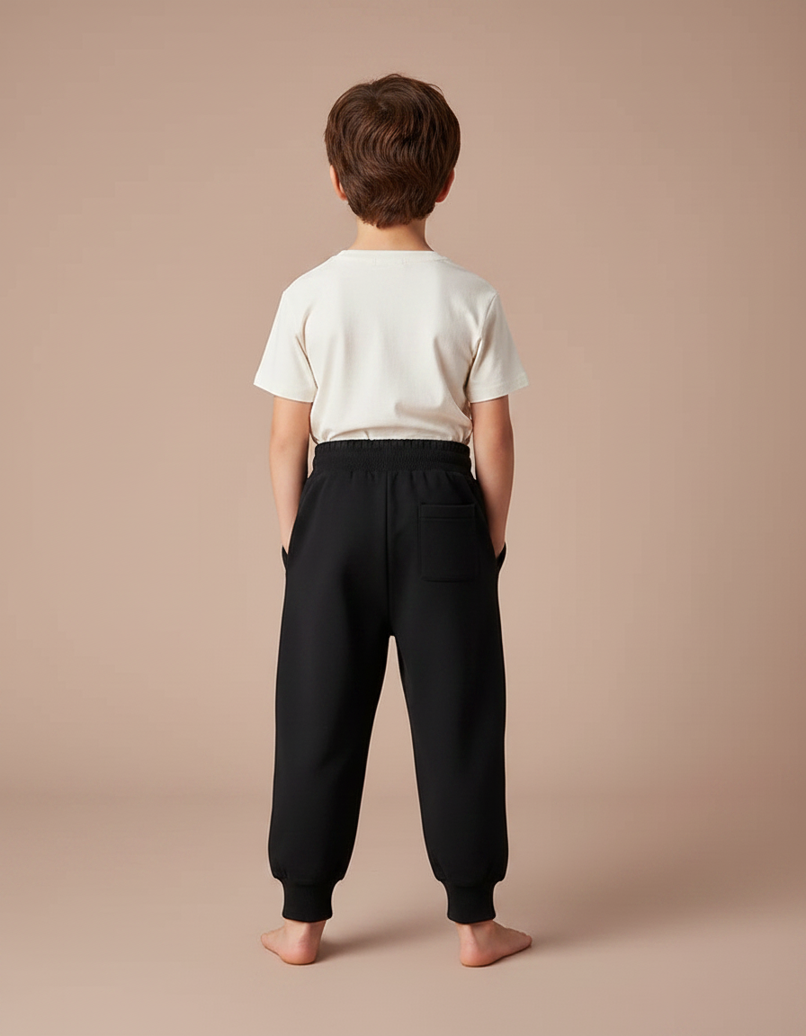 Pantalon Parachute Noir Ample Enfant Décontracté Coton - Molleton - vue 2