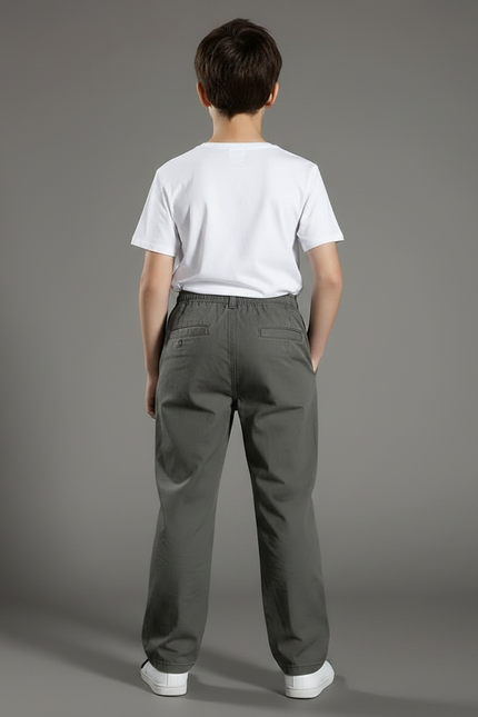 Pantalon Parachute Kaki Coton Ample Décontracté Enfant - vue 2
