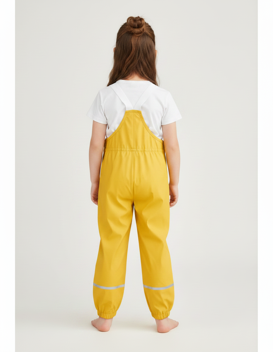 Pantalon Parachute Imperméable Jaune Enfant Salopette Pluie - Polyester - vue 2