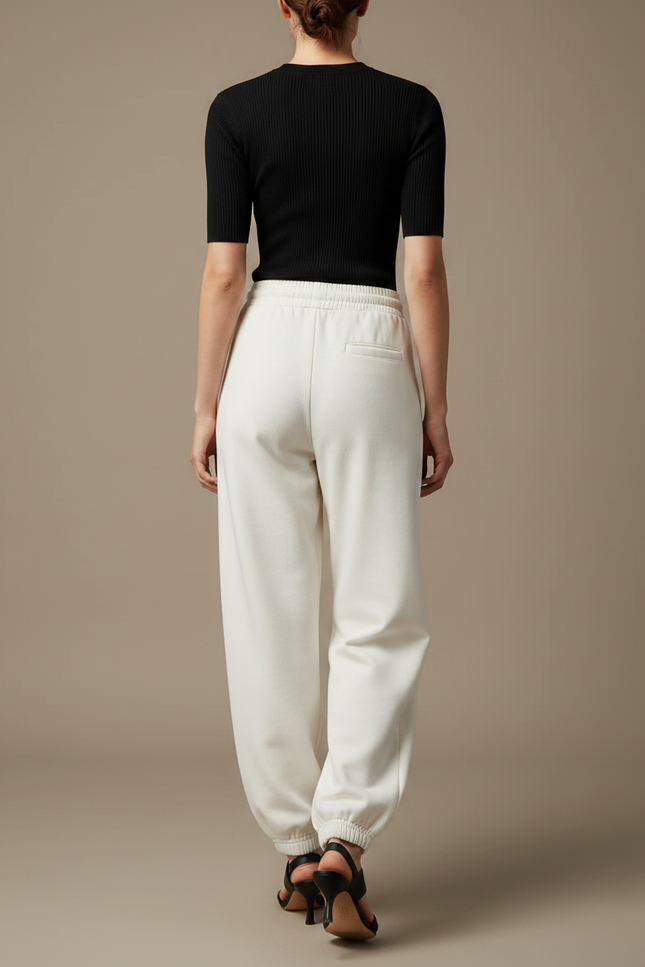 Pantalon Parachute Blanc Ample Cordon Décontracté - Molleton - vue 2