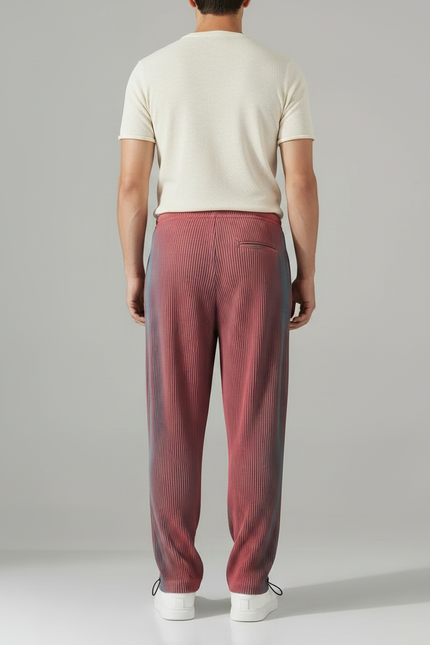 Pantalon Parachute Plissé Dégradé Fluide Homme Streetwear - Multicolore Polyester - vue 2