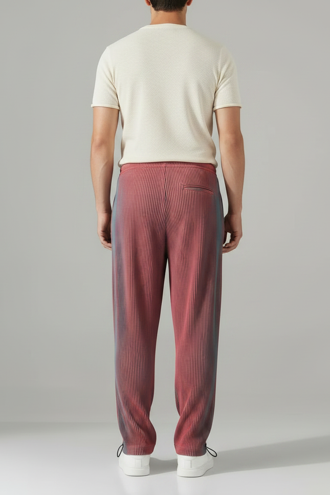 Pantalon Parachute Plissé Dégradé Fluide Homme Streetwear - Multicolore Polyester - vue 2