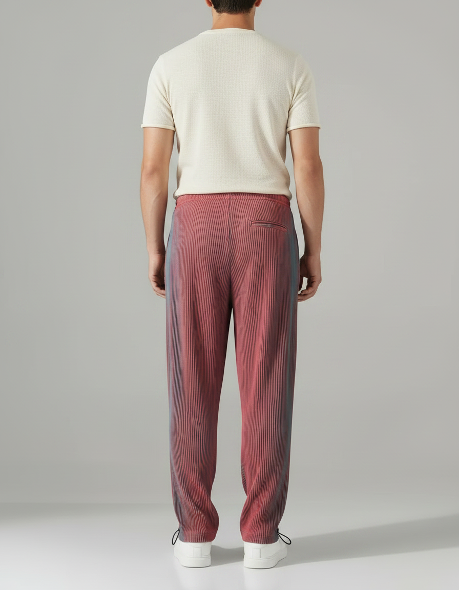 Pantalon Parachute Plissé Dégradé Fluide Homme Streetwear - Multicolore Polyester - vue 2