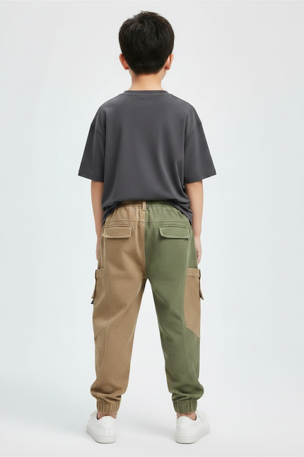 Pantalon Parachute Bicolore Cargo Ample Garçon Coton - Multicolore Toile - vue 2