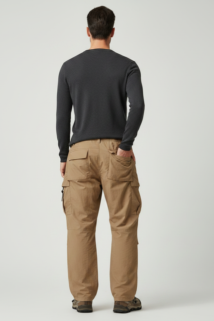 Pantalon Parachute Beige Cargo Ample Outdoor Homme - Polyester - vue 2