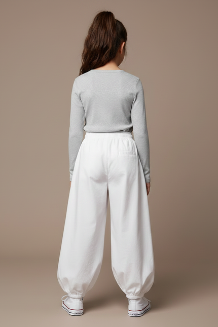 Pantalon Parachute Blanc Ample Coton Enfant - vue 2