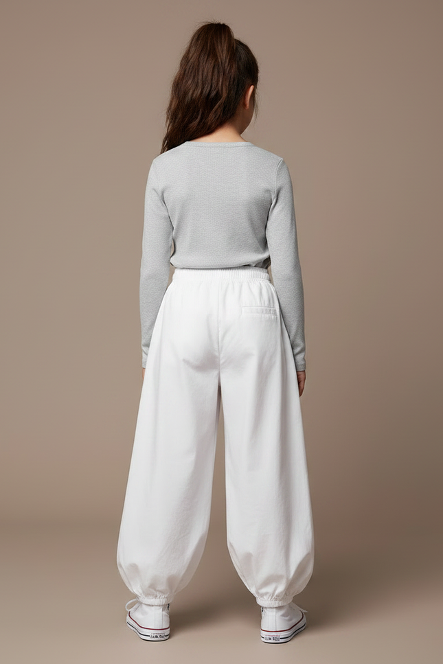 Pantalon Parachute Blanc Ample Coton Enfant - vue 2