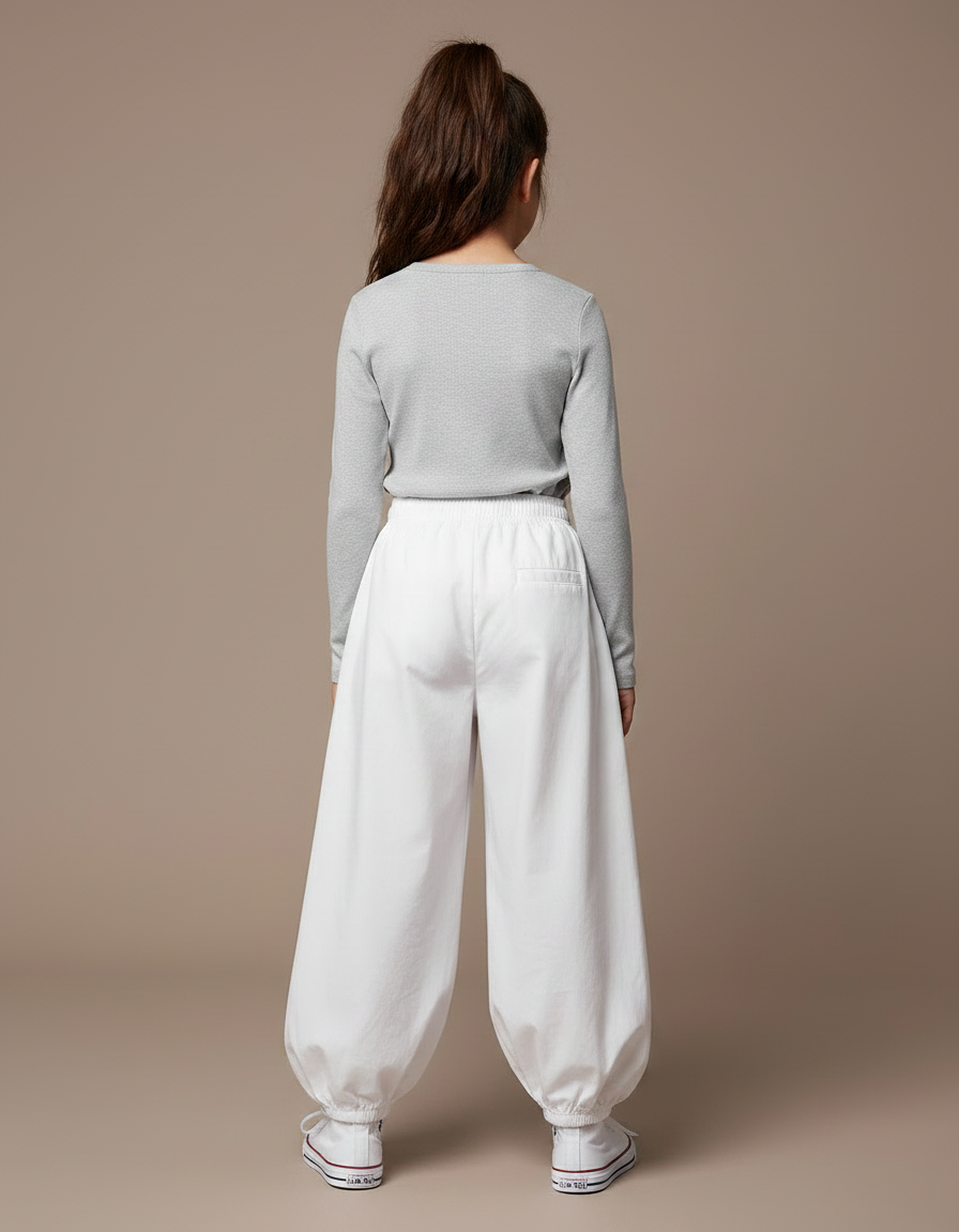 Pantalon Parachute Blanc Ample Coton Enfant - vue 2