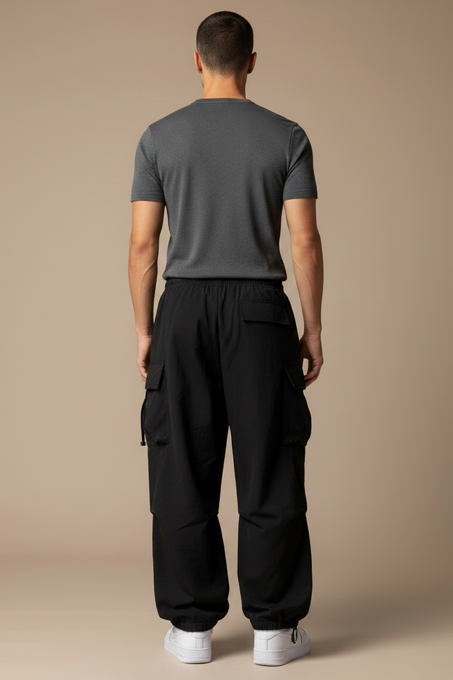 Pantalon Parachute Noir - Polyester - vue 2