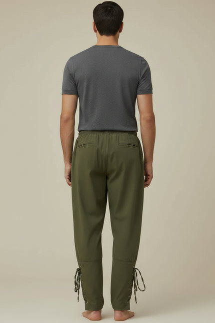 Pantalon Parachute Kaki Ample Lacets Homme Décontracté - Gabardine - vue 2