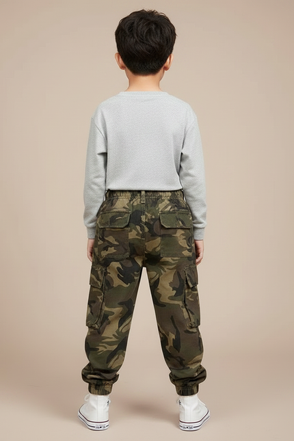 Pantalon Parachute Camouflage Cargo Ample Enfant Coton - Multicolore - vue 2