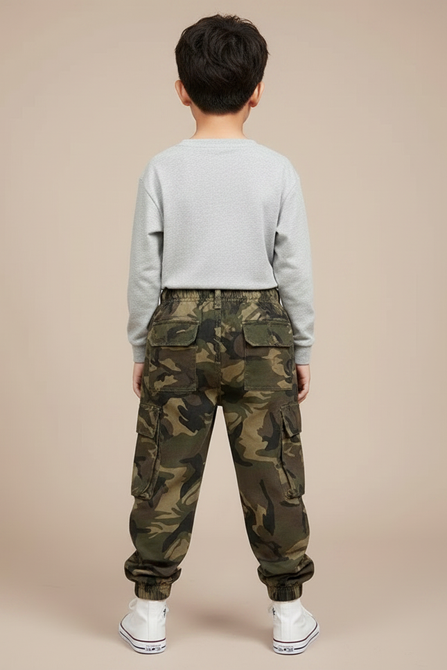 Pantalon Parachute Camouflage Cargo Ample Enfant Coton - Multicolore - vue 2