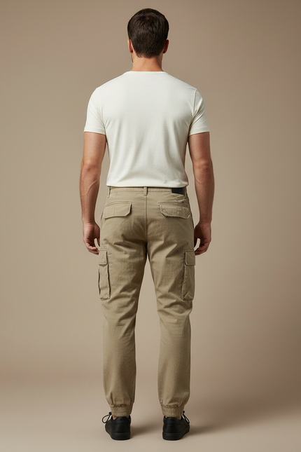 Pantalon Parachute Kaki Cargo Coton Léger Homme - vue 2