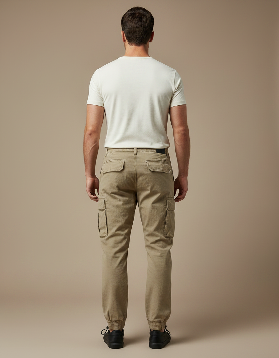 Pantalon Parachute Kaki Cargo Coton Léger Homme - vue 2
