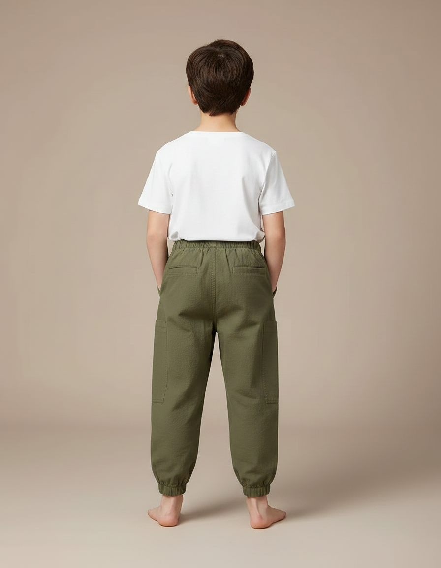 Pantalon Parachute Kaki Coton Ample Cargo Enfant - vue 2