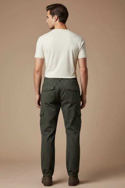 Pantalon Parachute Kaki Cargo Coton Ample Homme - vue 2