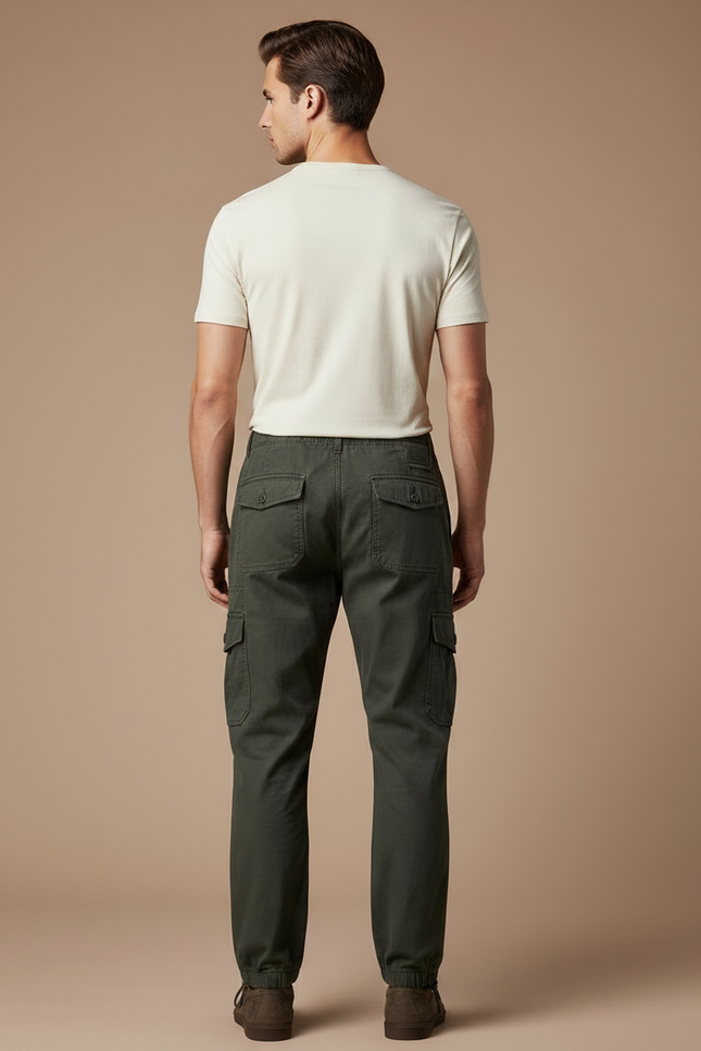 Pantalon Parachute Kaki Cargo Coton Ample Homme - vue 2