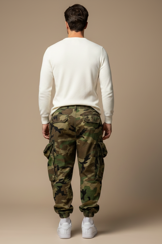 Pantalon Parachute Camouflage Cargo Ample Homme Casual - Imprimé Toile - vue 2