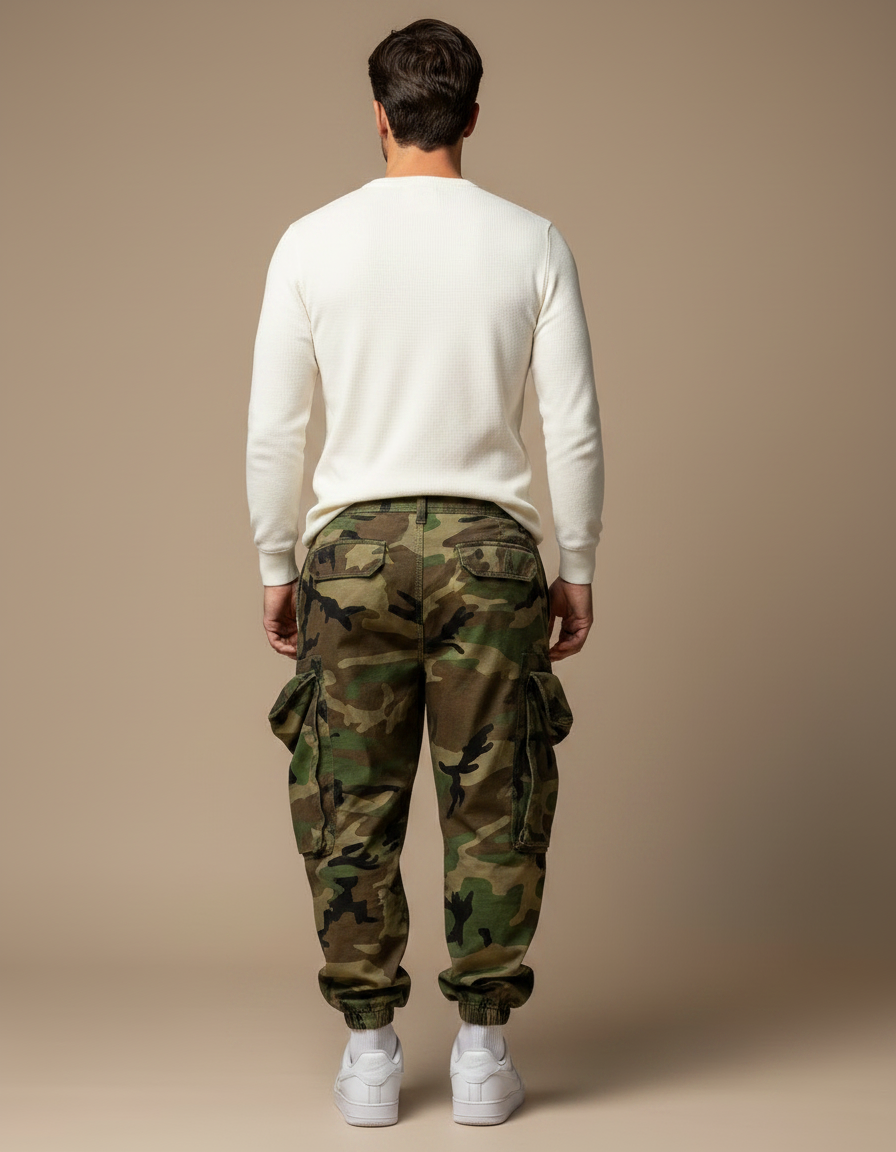 Pantalon Parachute Camouflage Cargo Ample Homme Casual - Imprimé Toile - vue 2