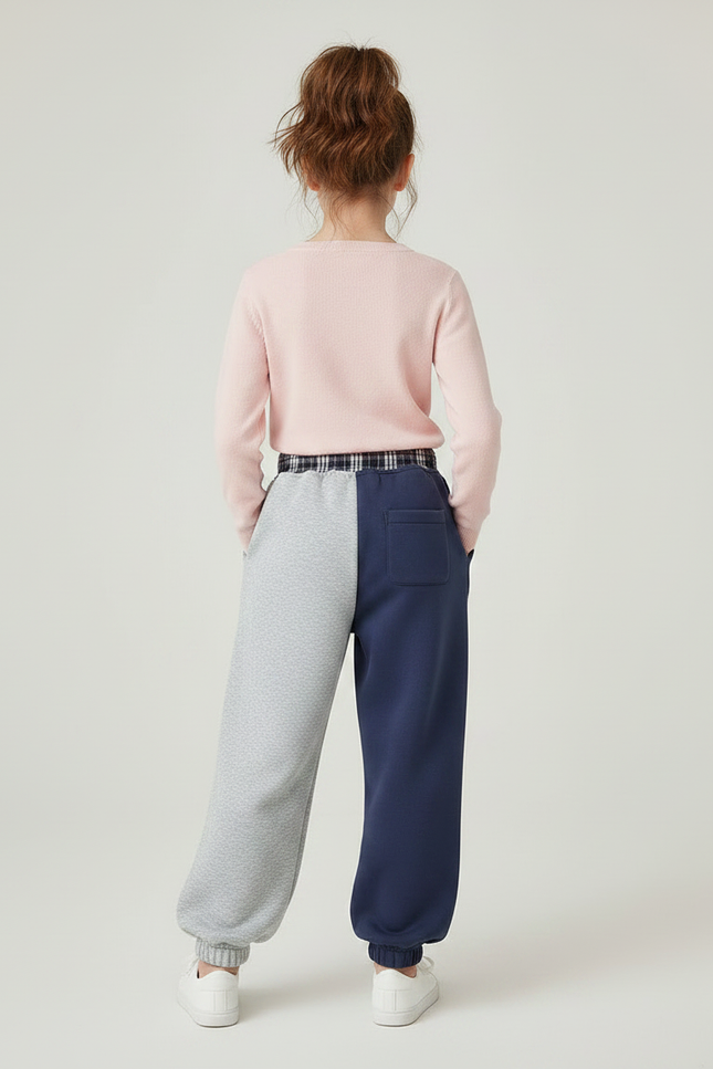 Pantalon Parachute Bicolore Molletonné Lettres Imprimées Enfant - Multicolore - vue 2