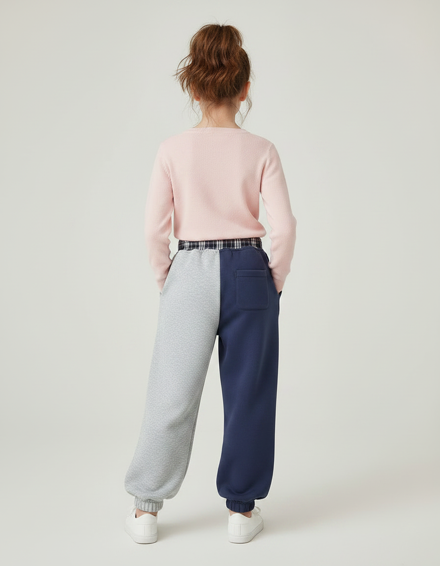 Pantalon Parachute Bicolore Molletonné Lettres Imprimées Enfant - Multicolore - vue 2
