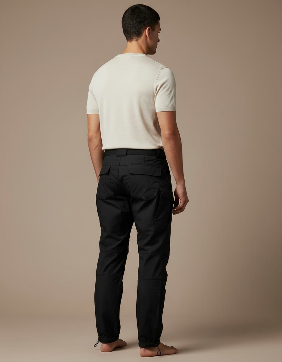 Pantalon Parachute Noir Cargo Technique Léger Homme - Polyester - vue 2