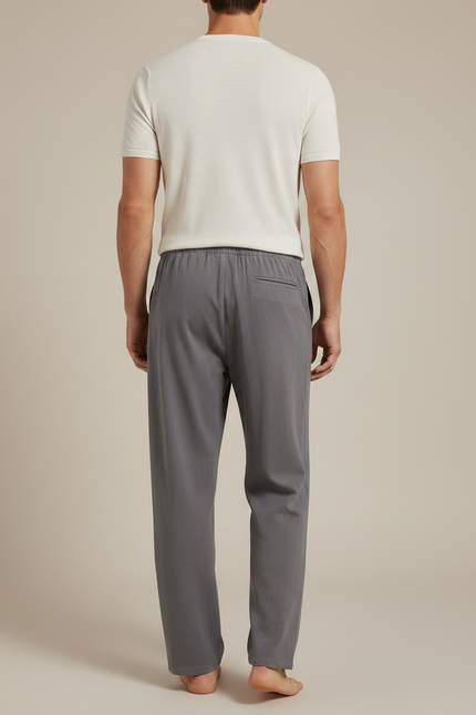 Pantalon Parachute Gris Ample Coton Lin Homme - vue 2