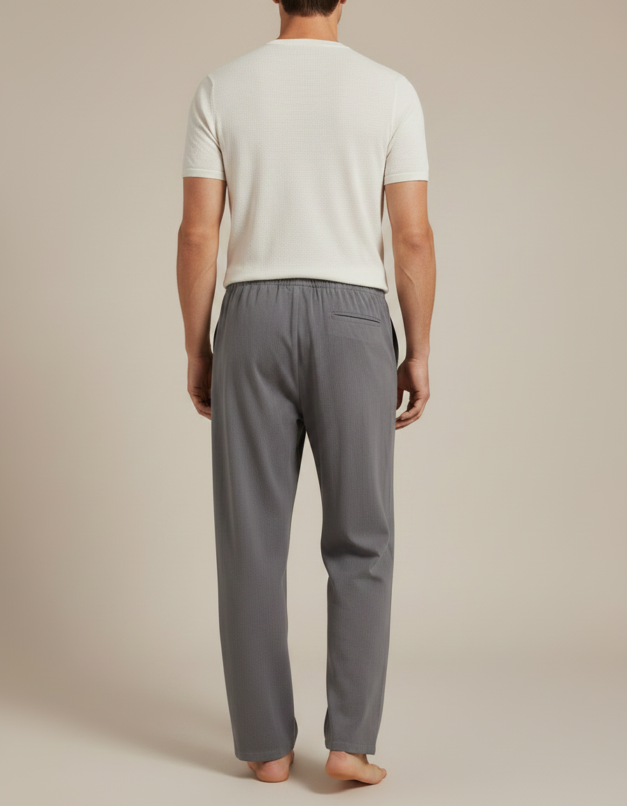 Pantalon Parachute Gris Ample Coton Lin Homme - vue 2