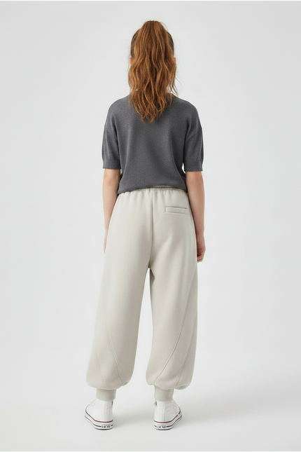 Pantalon Parachute Beige Ample Coton Confortable Fille - Molleton - vue 2