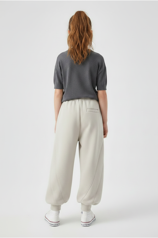 Pantalon Parachute Beige Ample Coton Confortable Fille - Molleton - vue 2