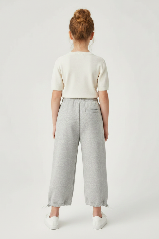 Pantalon Parachute Gris Ample Molleton Enfant Sportif - vue 2
