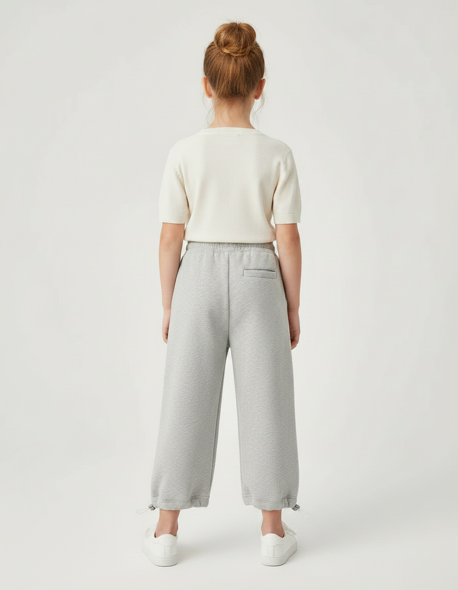 Pantalon Parachute Gris Ample Molleton Enfant Sportif - vue 2