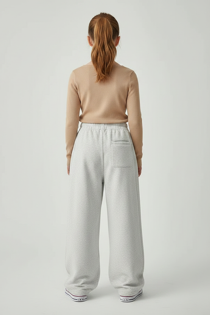 Pantalon Parachute Gris Ample Confortable Fille Coton - Molleton - vue 2